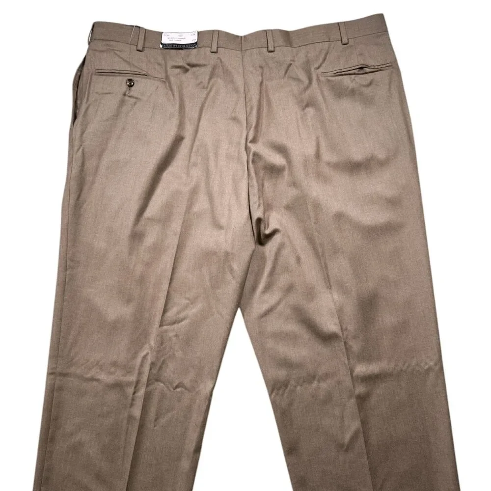 Jos. A. Bank 46 Mens Wool Cashmere Pleated Dress Pants Brown NWT Unhemmed